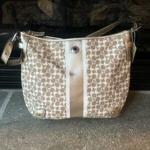 Coach Tan and Cream Shoulder Bag